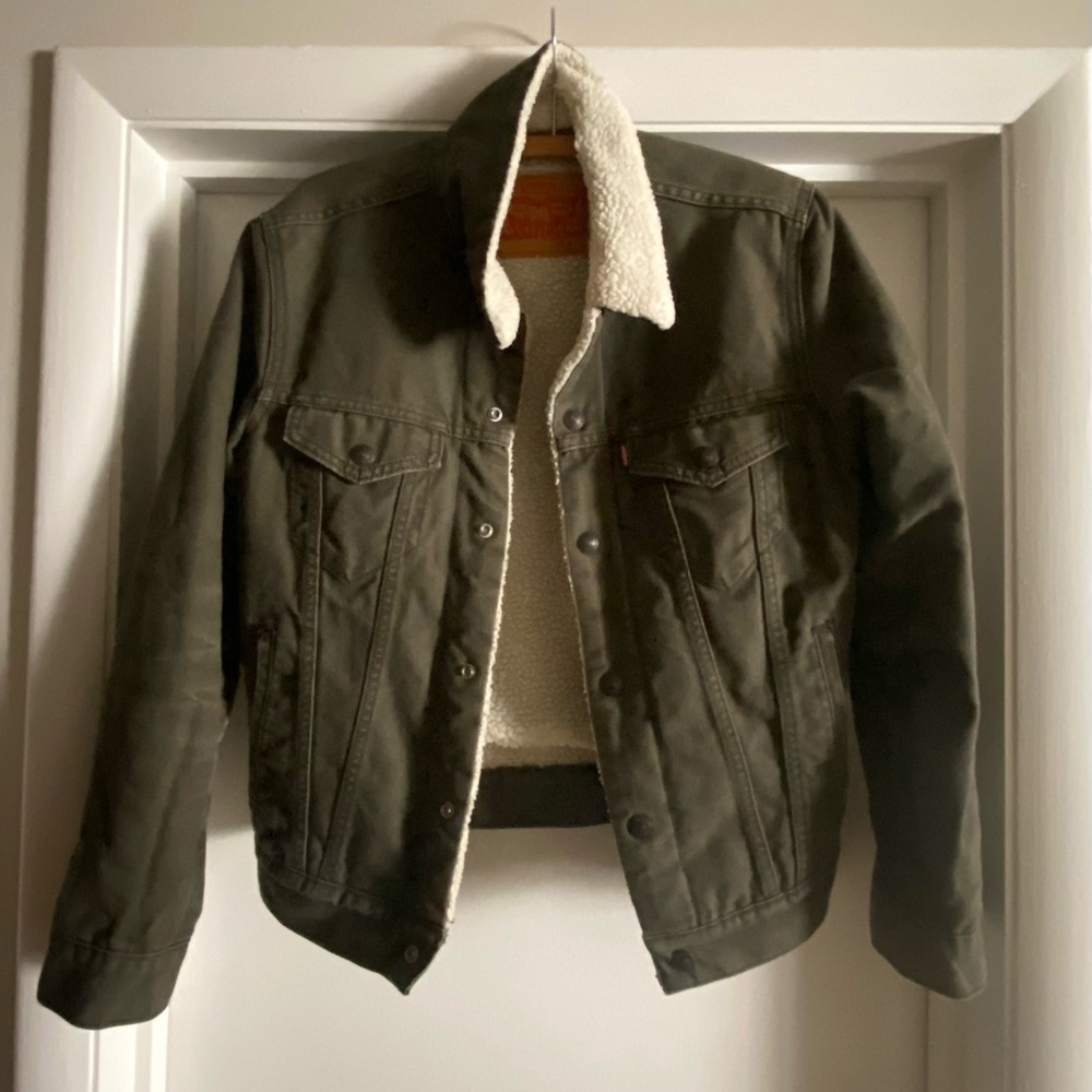Men's Levi’s Olive Green Sherpa-Lined Jacket